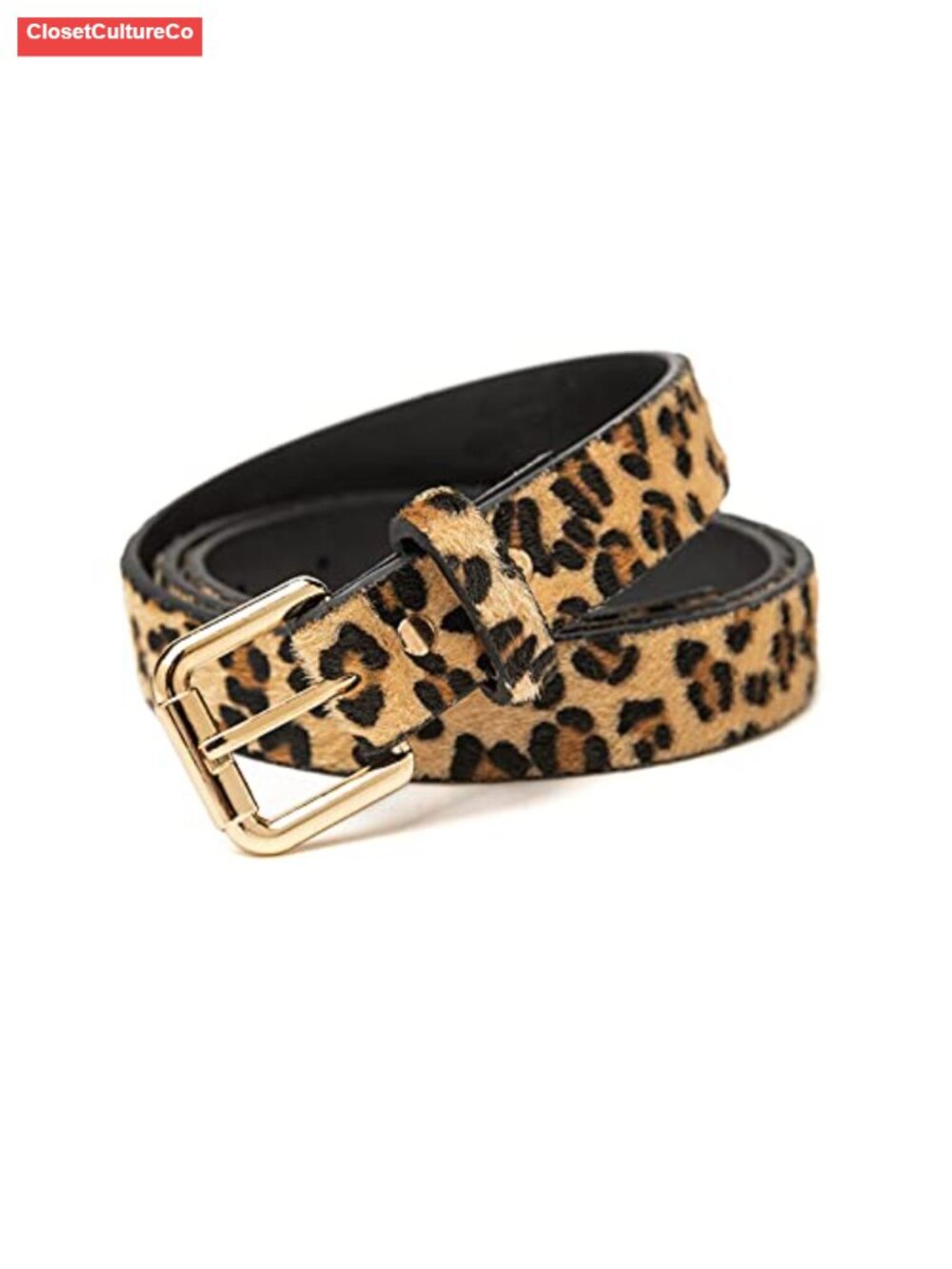Leopard Print PU Leather Belt with Alloy Buckle Adjustable